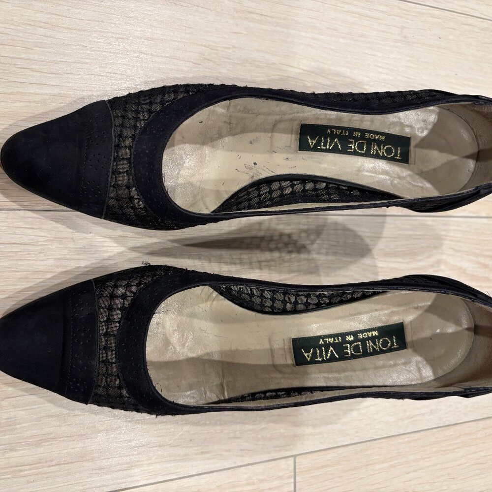Italian black suede and mesh shoes size 9 (40)
